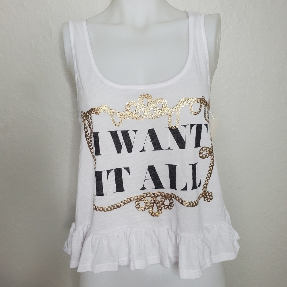 Modern Lux || I Want It All Ruffle Tank White